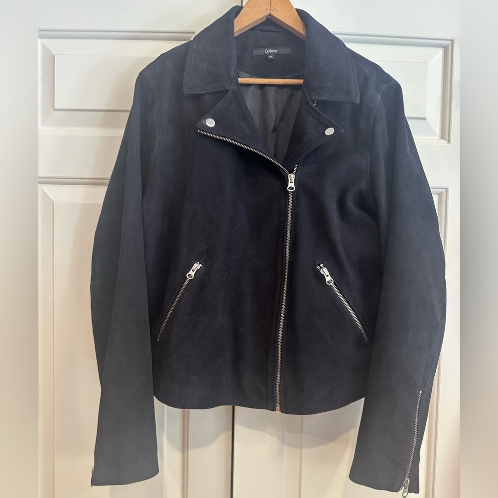 Quince Black Suede Motorcycle Jacket